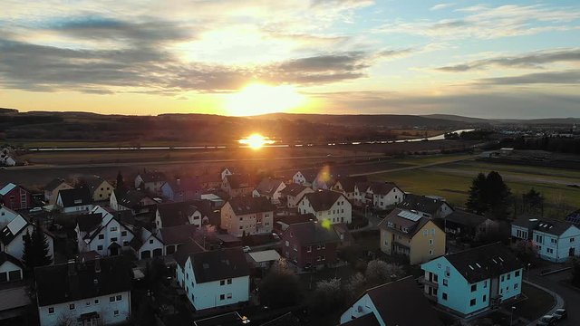 bamberg bavaria germany aerial shot of rural neighbourhood during sunset