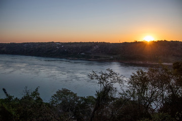 Sunset at Triple Frontier or Tree Borders – Brazil, Argentina and Paraguay