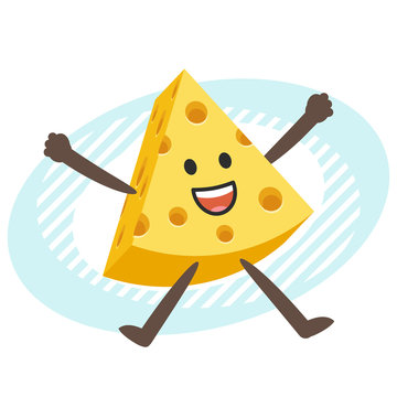 Happy Cheese Character jumping.