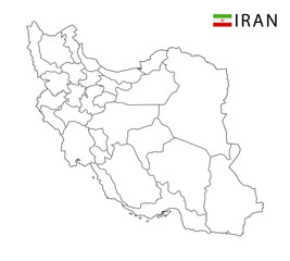 Iran map, black and white detailed outline regions of the country. Vector illustration