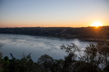 Sunset at Triple Frontier or Tree Borders – Brazil, Argentina and Paraguay