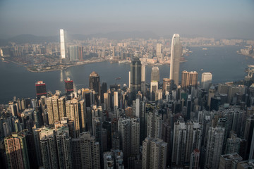 hong kong aerial view with urban skyline