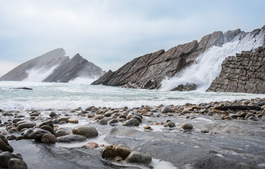 Coastline been crushed by the waves