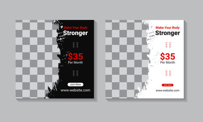 Modern Gym square Social media banner template. Creative Promotional banner for social media banner post, web banner.