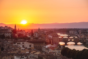 panorama of florence, view of the arno river