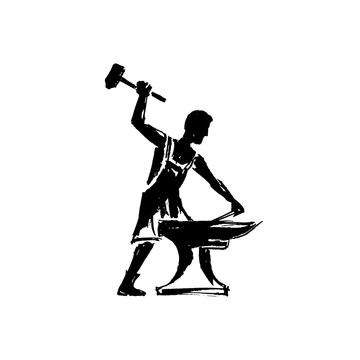 recommend clip art: Blacksmith with a hammer and anvil