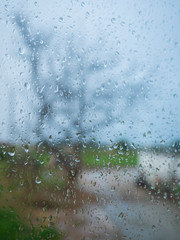 Glass with water drops from the rain