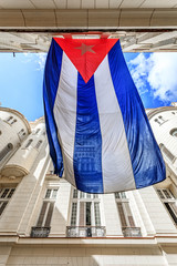 Fototapeta na wymiar Havana Cuba Cuban flag in the wind. Museum of revolution.