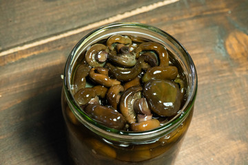 mushroom on a fork isolated