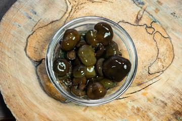 mushroom on a fork isolated