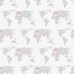 Seamless pattern Map of world with points of location Coronavirus COVID-19 . Virus bacteria Coronavirus nCoV 10 eps - 337100869