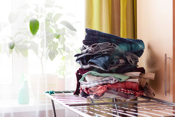 Drying rack for clothing with clean clothes