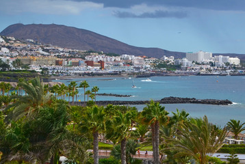 Obraz premium View of Costa Adeje on a cloudy day.Tenerife,Canary Islands,Spain.Travel or vacation concept.