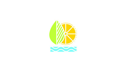 leaf lemon water vintage style flat logo design illustration