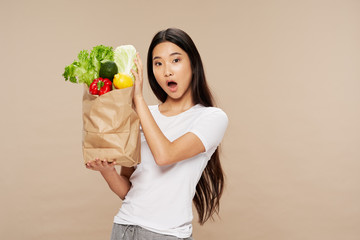 young woman with fruit