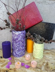 vase decoration on wooden background