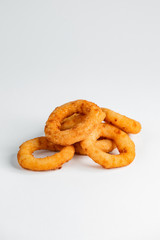 onion rings in white background