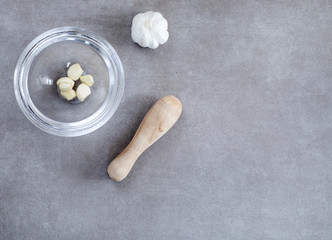 garlic on stone background