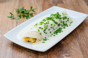 Panqueca de frango com palmito