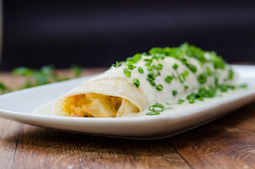 Panqueca de frango com palmito