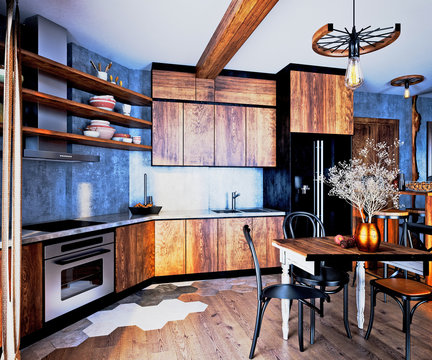 3d render of vintage style home interior