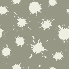 Blots geometric seamless pattern. Abstract geometric dirty gray texture or background in vector. Silhouettes of ink spots. 