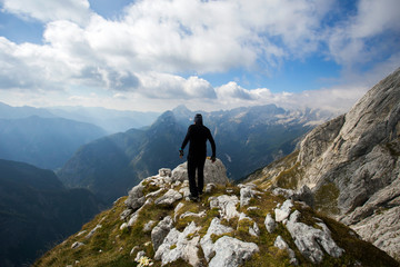 Hiker in Julian Alps, Slovenia
