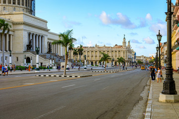 Havana Cuba Typical street with colorful houses