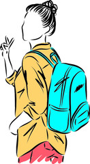 woman student with back pack vector illustration