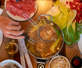 Japanese Wagyu beef and vegetables for hot pot Shabu Shabu