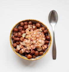 bowl of boiled gray peas