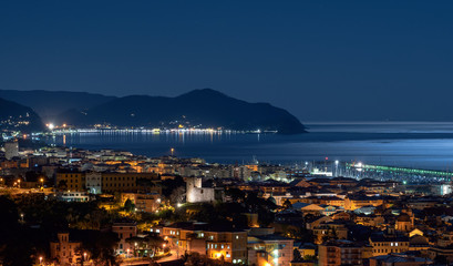 Tigullio bay by night - Chiavari, Lavagna and Sestri Levante - Ligurian sea - Italy © claudio968