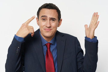 businessman showing stop gesture