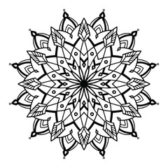 Seamless floral ornament element. Mandala. Coloring page. Vector illustration.