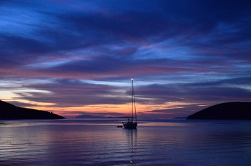 Fototapeta na wymiar Greece - Amorgos - Boat in the port of Katapola
