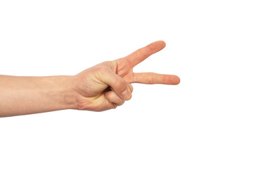 Two finger gesture isolated on white