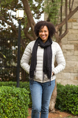 Confident Happy African American Woman Smiling Outside