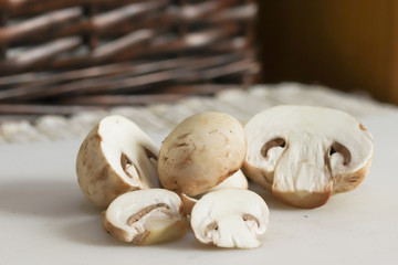 mushrooms on a wooden table