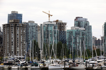 Fototapeta na wymiar Vancouver, America - August 18, 2019: Vancouver view from Stanley Park, Vancouver, America