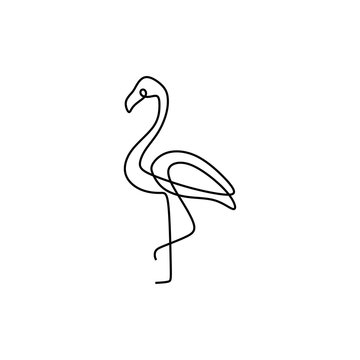 recommend clip art: Flamingo simple line drawing, continuous one single hand drawn. Vector illustration minimalism style.