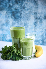 Green smoothie with banana and kale