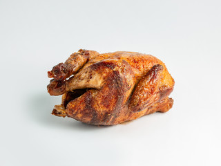 whole grilled chicken in white background