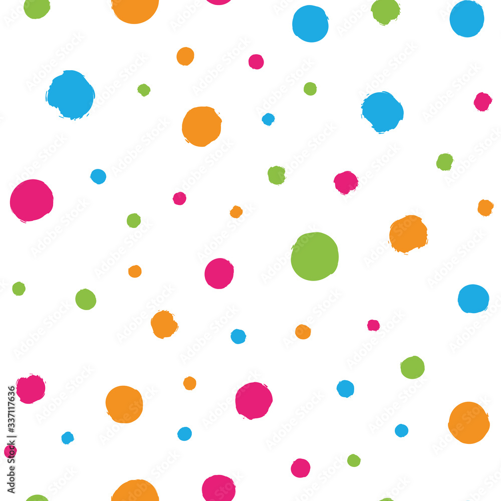 Poster scattered colorful brush dots. seamless background pattern. abstract vector wallpaper