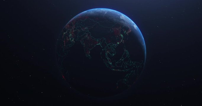 Planet Earth from space during pandemic, animated population density infographic, elements of this image courtesy of NASA