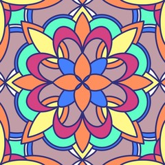 Colorful floral ornament. Seamless pattern element. Ethnic motives. Raster illustration.