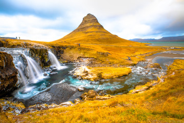 waterfalls and mountains in Iceland
