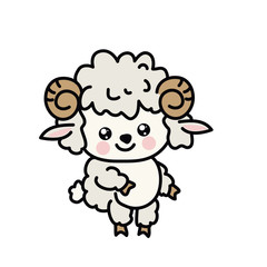 Chinese New Year kawaii zodiac animals clipart on a white background,Sheep, ram, lamb