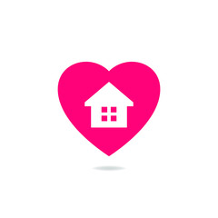 Home with heart icon design. Stay home sign concept. Vector illustration