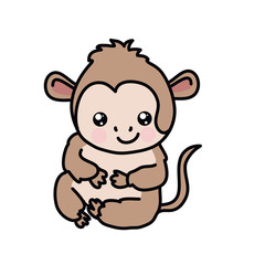 Chinese New Year kawaii zodiac animals clipart on a white background,monkey, chimp