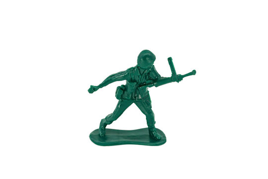 Green toy soldiers on white background. Soldier two on six models. (2/6) Picture nine on sixteen viewing angles. (09/16)